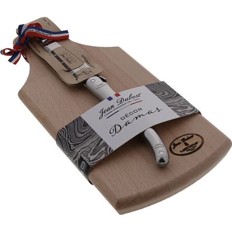 JEAN DUBOST - DAMAS PLANCHETTE APERO 26X10 + COUTEAU LAGUIOLE