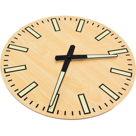 Horloge murale lumineuse, silencieuse et simple, en bois, avec veilleuse intégrée, idéale pour le salon, le bureau ou la chambre. (1/5)