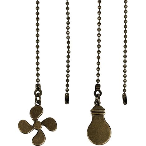 2 Pièces Rallonges de Chaîne pour Ventilateur Plafond, 35,5cm Rallonge de Chaîne Traction avec Suspensions Ventilateur et Ampoule pour Décorer les Interrupteurs et Lampes (Bronze) (1/5)
