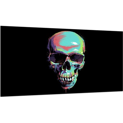 Glas-Schutzplatte für Herd 90x52 Totenkopf
