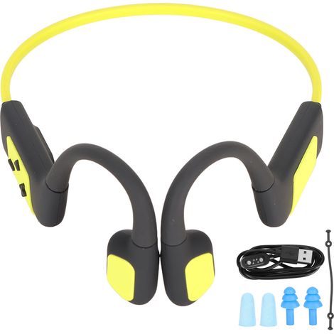 Casque Sport à Conduction Osseuse 32 Go IPX8 pour Natation Plongée, Écouteurs Bluetooth Sans Fil Jaunes Oreilles Ouvertes (1/5)