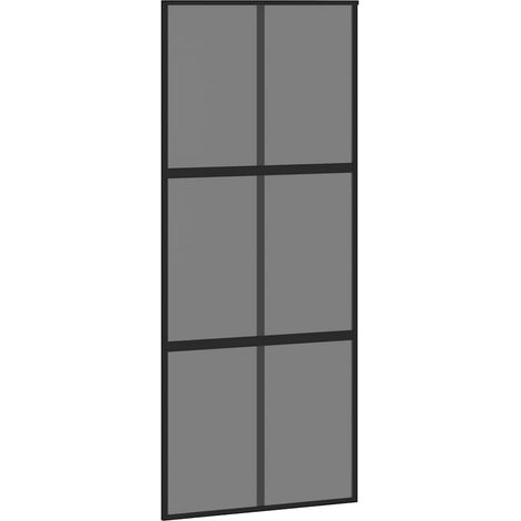 Maison Exclusive - Schiebetür Schwarz 90x205 cm Hartglas und Alum