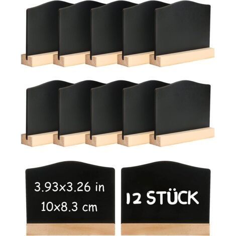 12 Pieces Mini Chalkboards, Small Blackboard, Mini Notice Boards, Table Slate Easel for Buffet Wedding Bakery Party Price Tag Decoration Sign Name Holder (1/5)