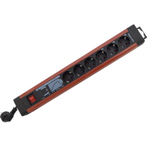 REV 0014663613 Steckdosenleiste mit Schalter 6fach Schwarz, Rot Schutzkontakt 1 St.