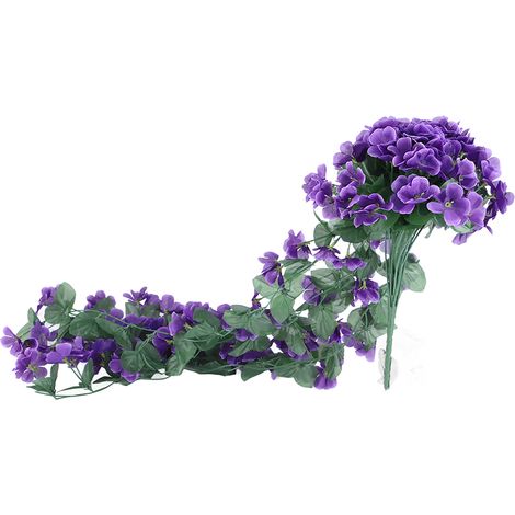 Panier suspendu de glycine artificielle avec violettes simulées pour la décoration de mariage et de maison (1/5)