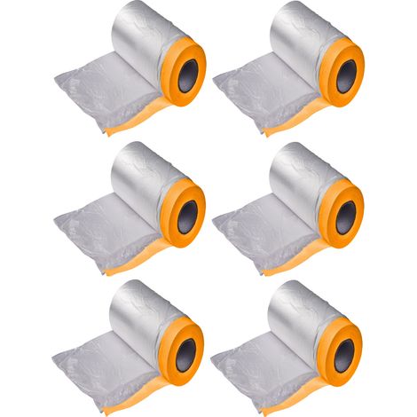 6 x Fineline Malerband mit Folie Maler Abdeckfolie mit Klebeband 55 cm x 20 m (1/4)