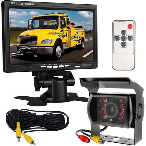 7' TFT LCD HD Monitor 12V-24V Car Monitor + 18 LED IR Waterproof Night Vision Rear View Backup Camera for Bus Truck Trailer with 10m Video Cable (1/5)