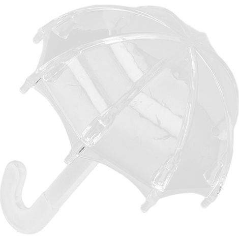 Lot de 12 boîtes à dragées transparentes en plastique, forme de parapluie, blanc, pour mariage et cadeaux invités. (1/5)