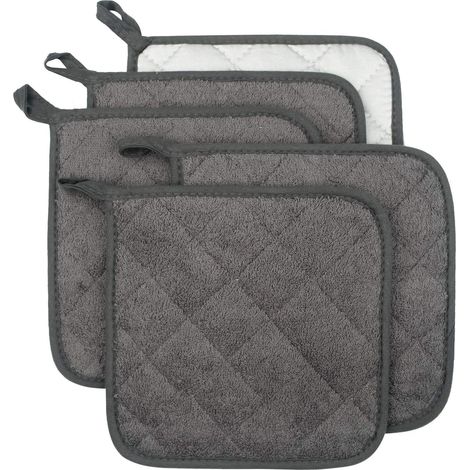 Juego de 5 manoplas de horno de rizo de algodón gris – 100 % algodón – resistentes al calor – para cocina/repostería