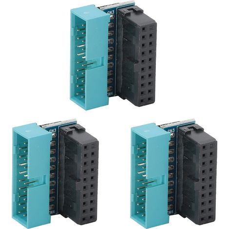 Adaptateur d'alimentation USB 3.0 19 broches vers connecteur à 90 degrés, 3 pièces pour carte mère, installation DIY, encoche vers l'extérieur (1/5)