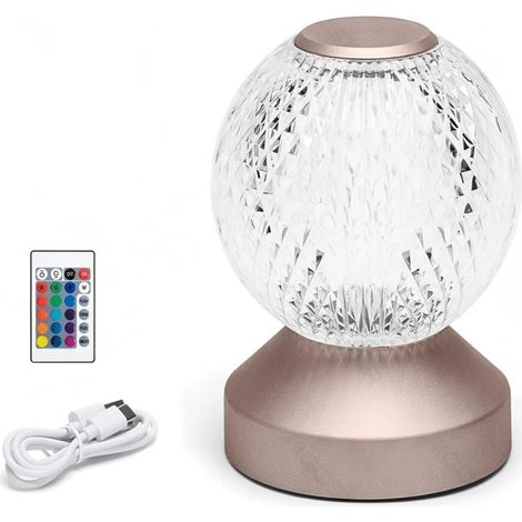 Abat-jour décoratif RGB boule de cristal, effet lumière diamantée, pour décoration d'intérieur