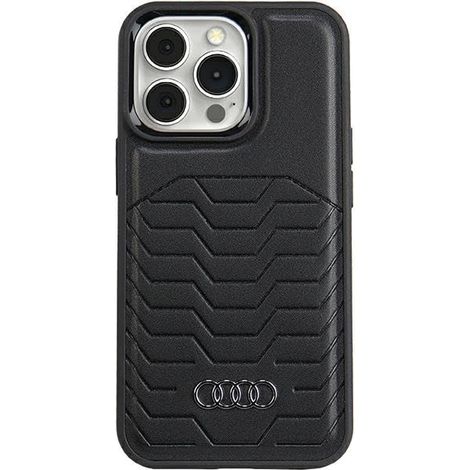 Étui rigide Audi MagSafe en similicuir noir pour iPhone 13 Pro / 13 6.1 (AU-TPUPCMIP13P-GT/D3-BK)