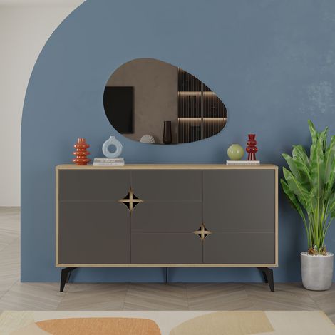 Decortie Spark Console Sideboard Display Unit - Oak / Anthracite Grey (1/4)