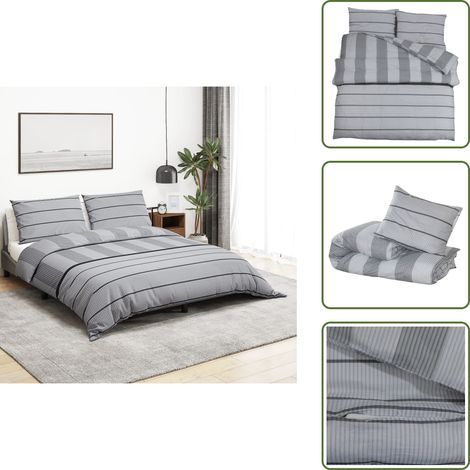 Ensemble de housse de couette Gris 200x220 cm Coton - Housses De Couette - Linge De Lit - Drap Housse - Literie - Coton (1/5)