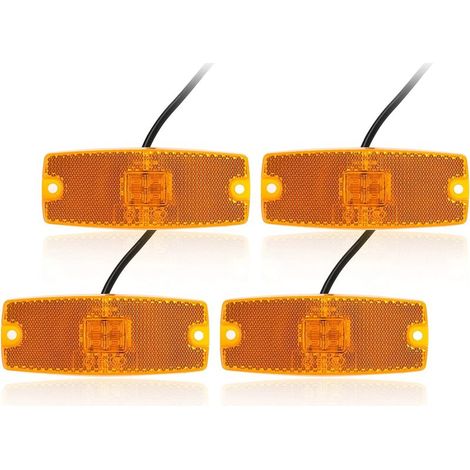 4 Pcs Feux de Gabarit LED 12V/24V Orange avec Réflecteur, Feux de Position Latéraux pour Remorque, Voiture, Camion, Caravane, RV (Jaune/Ambre) (1/4)