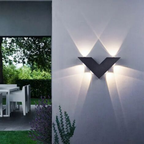 6-W-LED-Außenwandleuchte, 3000 K, moderne V-förmige Leuchte mit nach oben und unten gerichteter Beleuchtung, wasserdicht, Schutzart IP65 (1/4)
