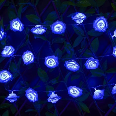 Solar-powered outdoor lights, waterproof solar lights for garden, camping, patio, party, Christmas. Blue Rose Flower (1/4)