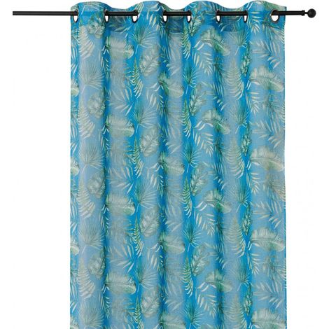 Voilage tendance motif végétal - 150x260cm - Bleu (1/3)