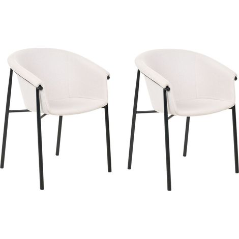 Lot 2 Chaises de Salle à Manger Design Moderne en Tissu Rembourré Beige Ames