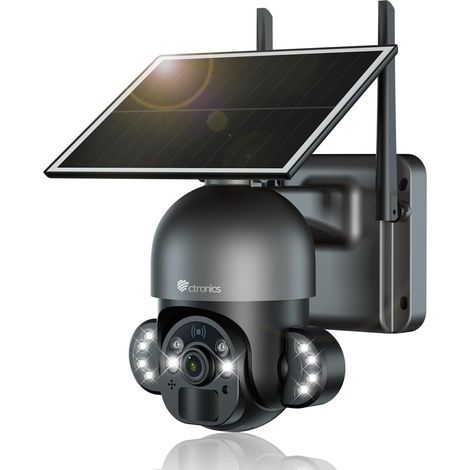 Ctronics Caméra de Surveillance WiFi Extérieure Sans Fil 3K 5MP – Solaire 6W, Détection PIR/Humaine, Vision Nocturne Couleur, FTP, PC/Téléphone (1/5)