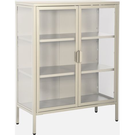 Vitrina de acero y vidrio templado de 2 puertas, 80cm