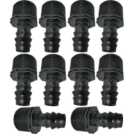Lot de 10 adaptateurs de tuyau / raccords goutte à goutte à filetage extérieur - raccord pour irrigation (1/5)