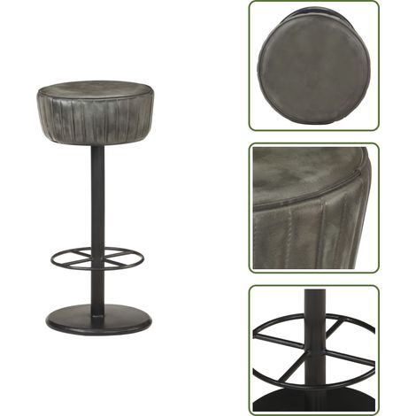 Tabouret de bar Gris Cuir véritable - Chaise De Bar - Chaises De Bar - Tabouret De Bar - Tabourets De Bar (1/5)