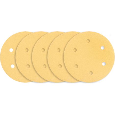 Carta vetrata con velcro, 225 mm, K80, 5 pezzi, con 6 fori per levigatrice 59G264, 59G265 (1/5)