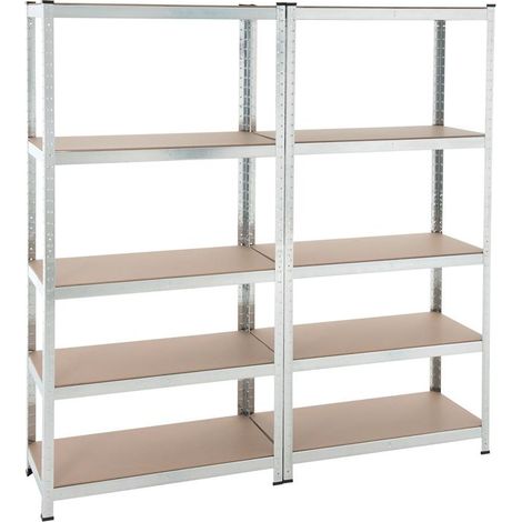 Estexo – Étagère de rangement zinguée 180x90x40 cm – Charge max 350 kg – 5 niveaux – Métal galvanisé pour atelier et sous-sol