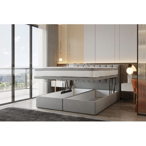 TRADA Bond Boxspringbett 160 x 200 mit Bettkasten mit Matratze Grau (1/5)