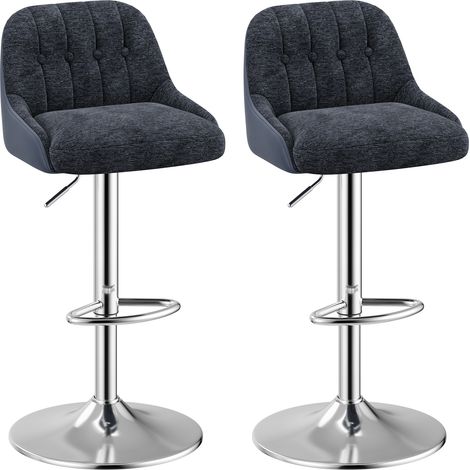 2er-Set drehbare Barhocker, moderne höhenverstellbare Barstühle aus gepolstertem Stoff, mit gepolsterter Rückenlehne, höhenverstellbar für Bar, Kücheninsel, Esszimmer, Blau (1/5)