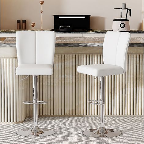 Sillas de bar giratorias ajustables PU 2 unidades OKMYHOME (1/4)