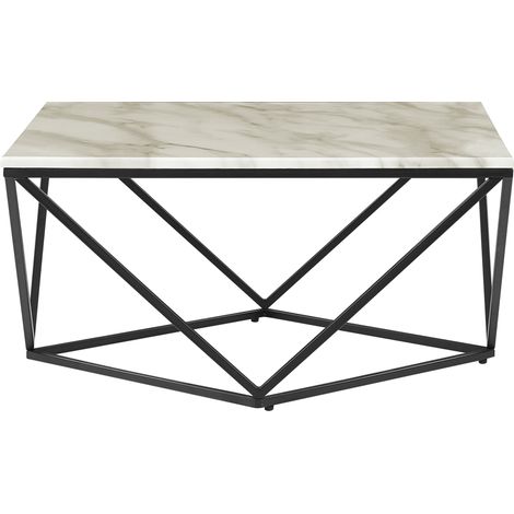 Mesa auxiliar efecto mármol beige negro 80 x 80 cm MDF jaula glamour Malibu (1/5)