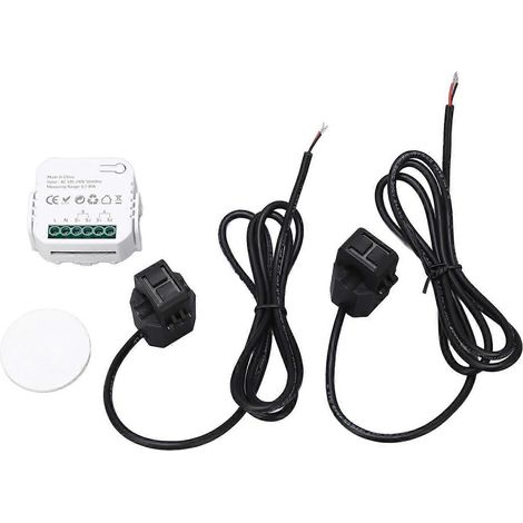 Intelligenter WLAN-Energiemonitor, einphasiger Stromzähler mit Zangenfunktion, 100–240 V Wechselstrom, für Haushaltsgeräte, Schwarz