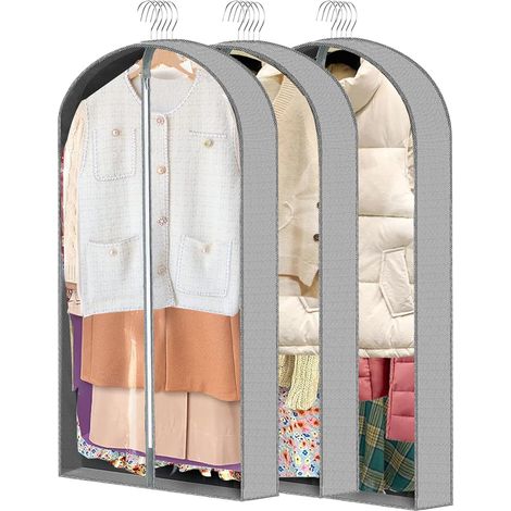 Housse De Rangement Pour Vêtements - PEVA Respirant Anti-Poussière - 40 Pouces Et 50 Pouces - Avec Fermeture Éclair Renforcée Et Accroche Habillement - Lot De 3 (1/5)
