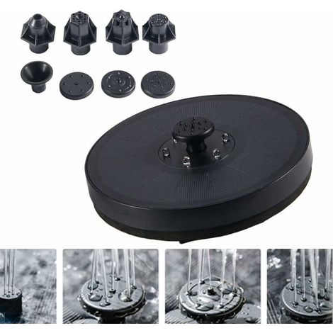 Fontaine solaire flottante avec LED et 6 jets d'eau, 4 en 1, autoportante, idéale pour bain d'oiseaux, aquarium, bassin et jardin. (1/5)