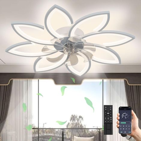 LED Ceiling Fan with Light 66W Dimmable, Reversible Silent Chandelier For Living Room (1/5)