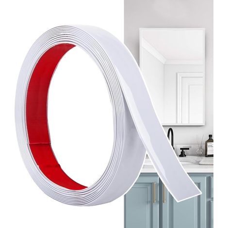 Moulure Décorative Autoadhésive Blanc Mat (6M x 2.5cm) Peler et Coller, Bandes Murales en PVC Flexibles, idéales pour Mur, Miroir, Plafond, Sol, Armoire, Carrelage, Bords, Moulures DIY (1/5)