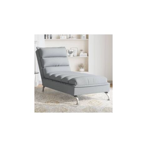 Chaise longue avec coussins gris clair tissu (1/5)