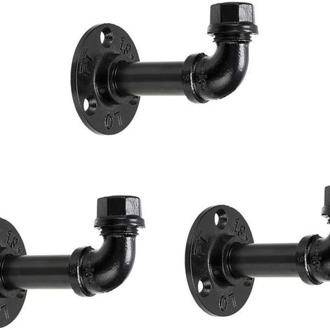 3 Porte-manteaux vintage en tuyaux de fer style industriel, fixation murale rétro pour peignoir (1/5)
