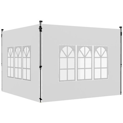 Gazebo Side Panels, Sides Replacement with Window for 3x3(m) or 3x4m Pop Up Gazebo, 2 Pack, White