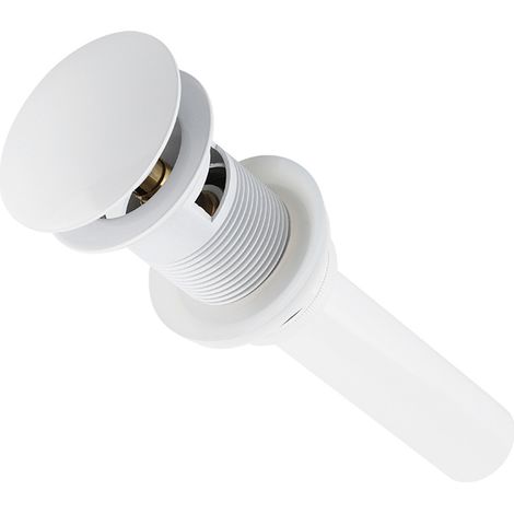 Bonde de lavabo en laiton blanc avec trop-plein, à clapet, pour cuisine ou salle de bain. (1/5)