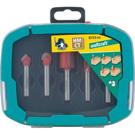 Wolfcraft HM-Nutfräser-Set 5-teilig in Box für Oberfräsen