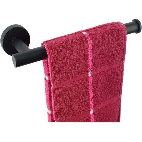 Porte-serviette à main / anneau porte-serviette – Barre porte-serviette épaisse en acier inoxydable SUS304 de 22,9 cm, support mural très résistant (noir mat) (1/4)