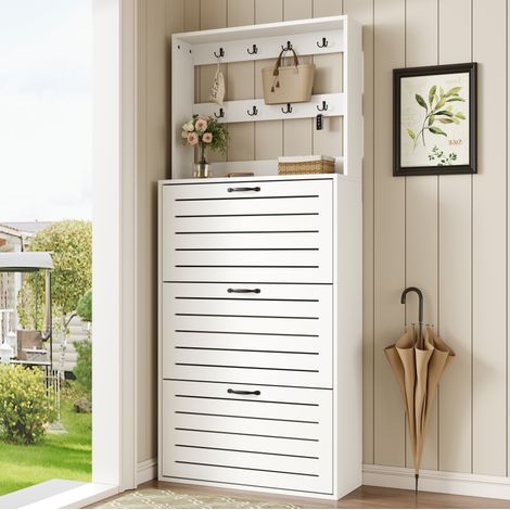 Schuhschrank Schuhregal Aufbewahrung 70x25x165 Weiß OKMYHOME (1/5)