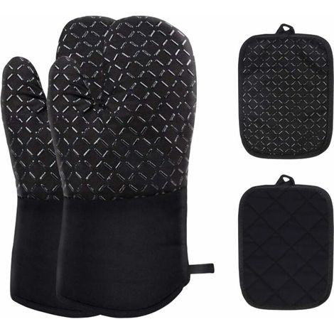 royaluxe - Gants de Four Gants de Four 1 Paire et Maniques，Silicone Gants de Cuisine, Cuisine avec Tapis de Maniques Résistant à Chaleur Antidérapant Gant Four pour BBQ, Cuisiner, Cuire, Micro-Ondes ( (1/5)