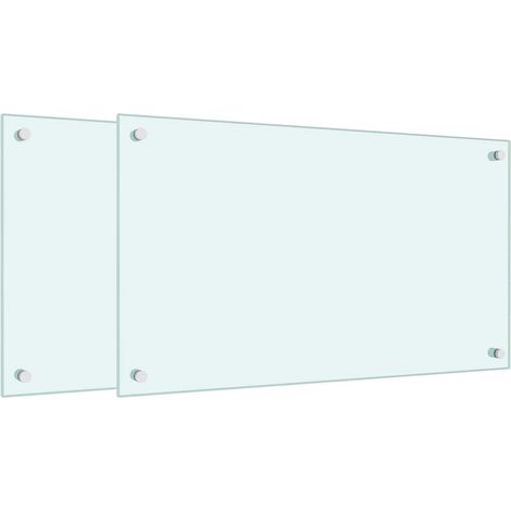 Dosserets de cuisine 2 pcs blanc 70x40 cm verre trempé (1/5)
