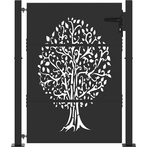 Porte de Jardin Noir 110 x 130 cm Acier peint par poudre (1/5)