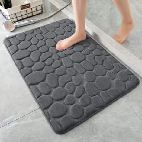 Tapis de bain en mousse à mémoire de forme – Tapis de douche absorbant – Tapis de bain – Tapis décoratif – Antidérapant – pour salle de bain et salon – 40 x 60 cm – Gris foncé, mousse à mémoire de for (1/4)