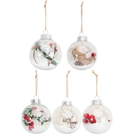 Boules de Noël transparentes en plastique, décorations (1 lot) (1/5)